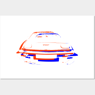 Triumph TR7 British classic car monoblock red white blue Posters and Art